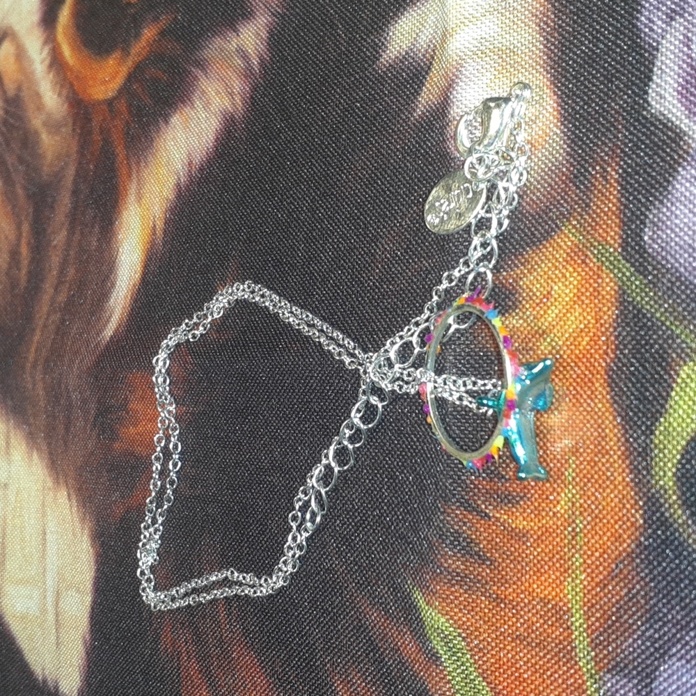 Never Worn Dolphin Necklace jumping Hoop
